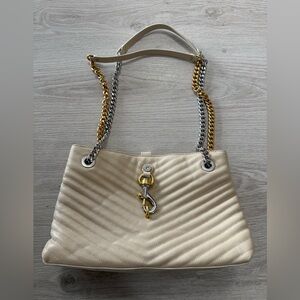Elegant Cream Quilted Shoulder Bag Rebecca Minkoff